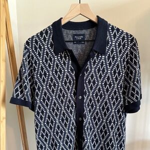 Abercrombie Patterned Sweater Polo (Medium) [Blue]